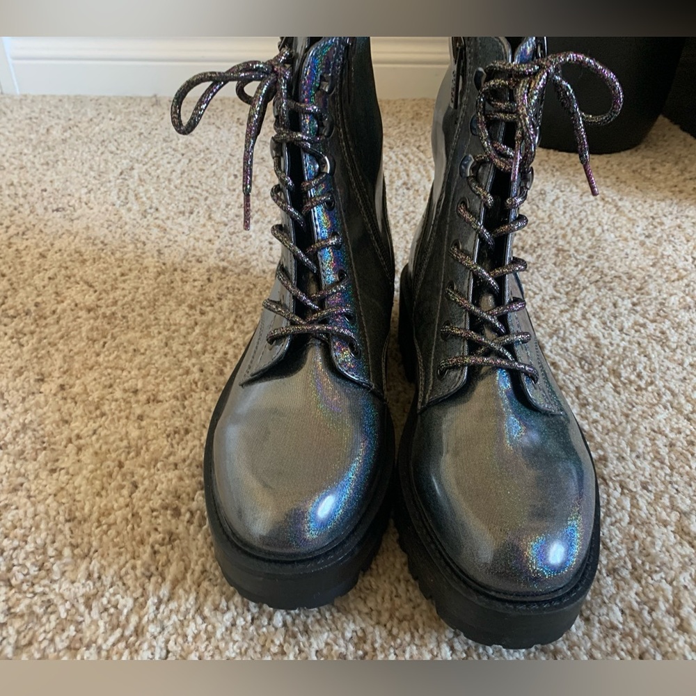 Silver sparkly Guess platform boots